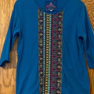 Johnny Was Turquoise Shirt $45 XL